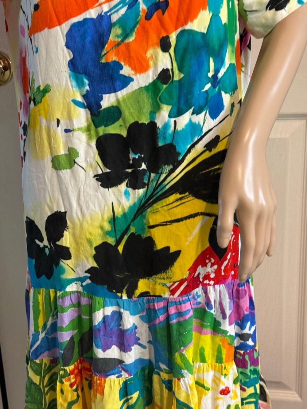 Jams World Symphony Tiered Dress Size L Hawaiian Beach Tropical Floral Colorful - Picture 3 of 13